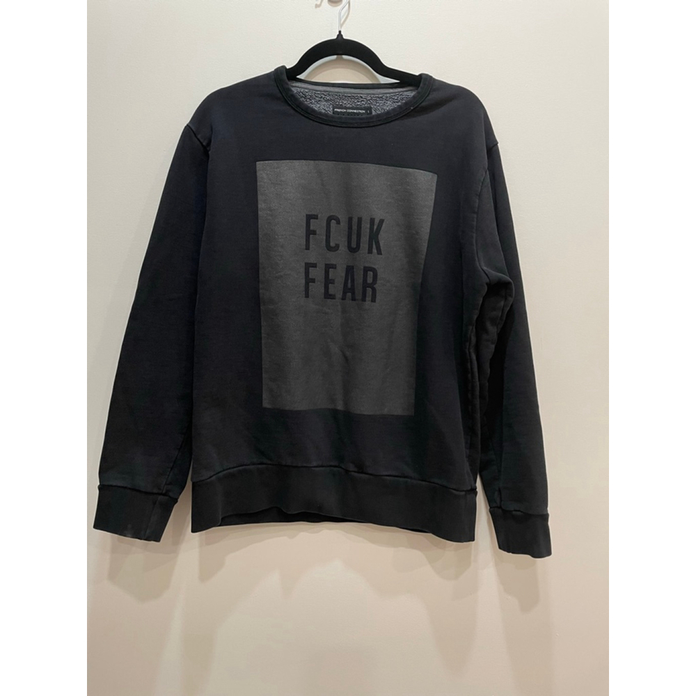 Vintage French Connection FCUK FEAR Crewneck Thick Sweatshirt Men L Y2K
